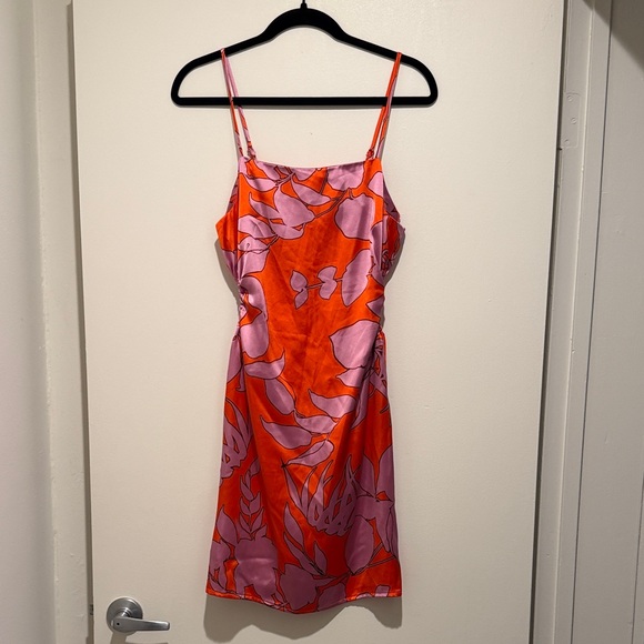 Christian Lacroix Dresses & Skirts - Christian Lacroix Orange and Pink Floral Midi Slip Dress